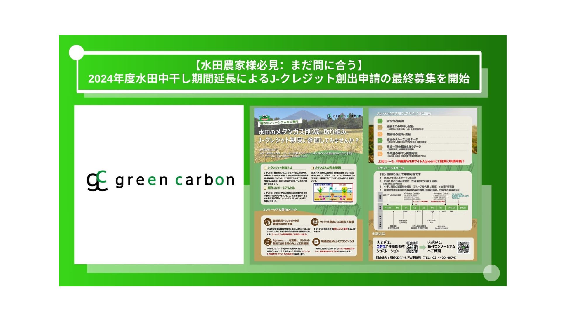 水田農家様必見:まだ間に合う】Green Carbon株式会社は、2024 水田農家様必見:まだ間に合う】Green Carbon株式会社は、2024